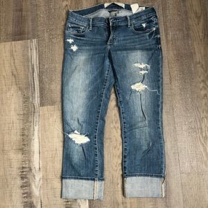 A&F distressed cropped jeans
